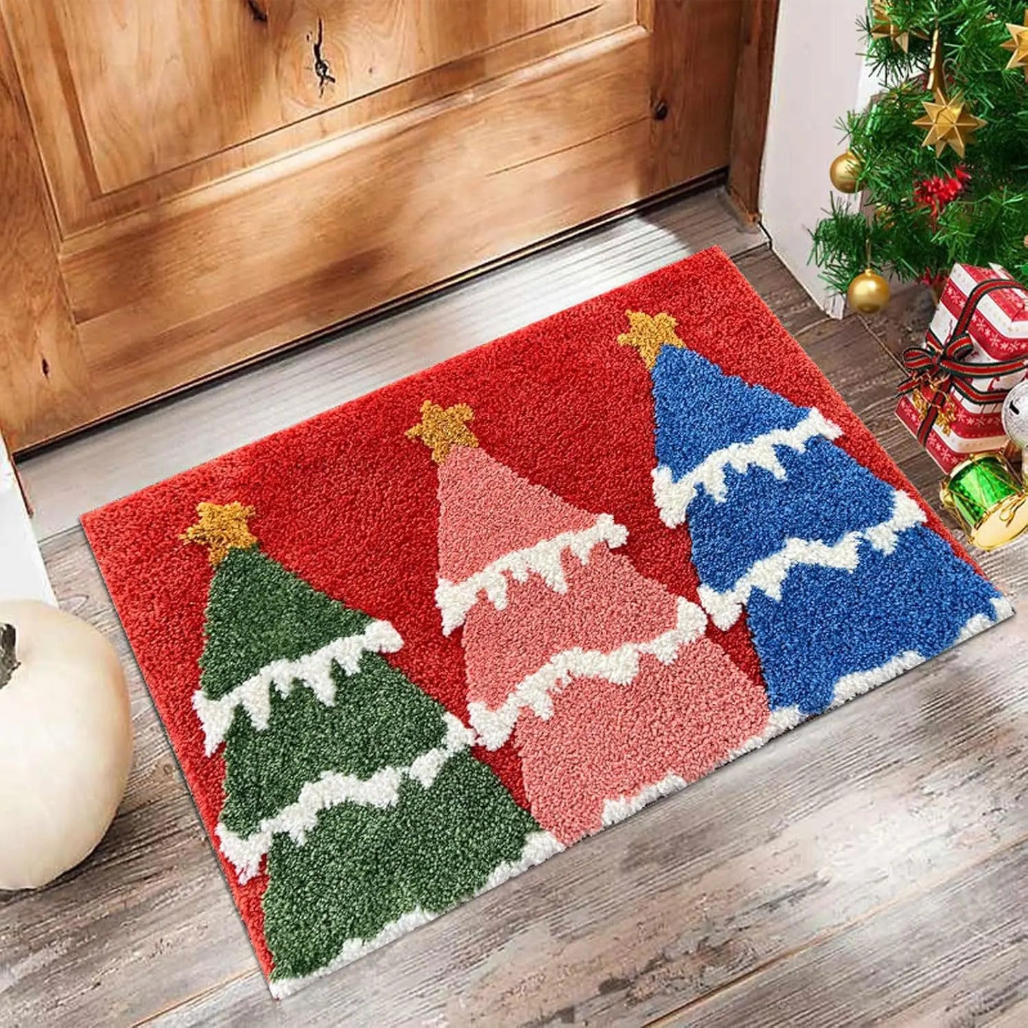 2-Christmas Door Mat – Red Santa Claus & Gingerbread Man | 2026 Merry Christmas Home Decor