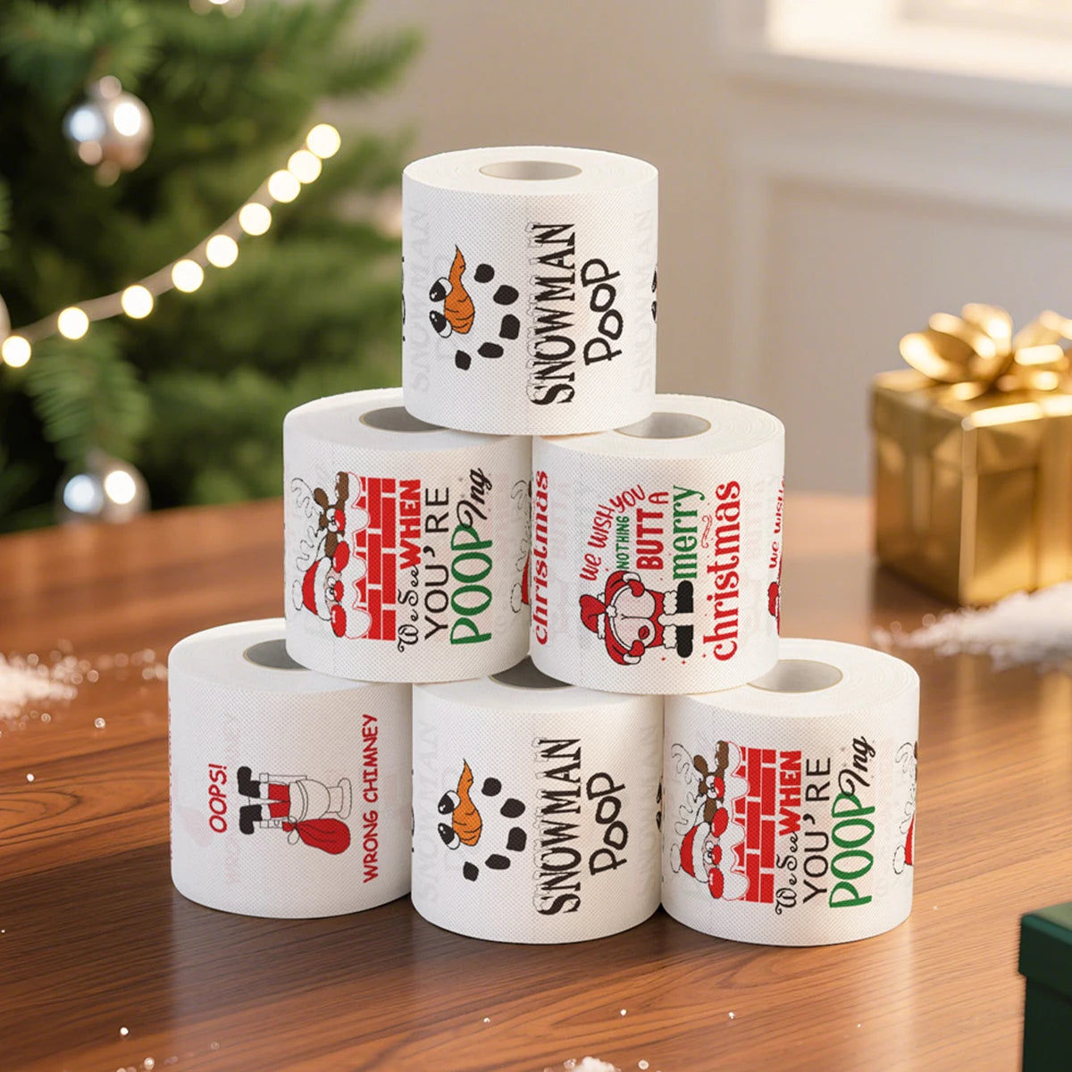 1-Christmas Toilet Roll Paper Happy 2026 New Year Christmas Supplies Xmas Tissue Roll Napkin Kitchen Tool Home Decoration New Year
