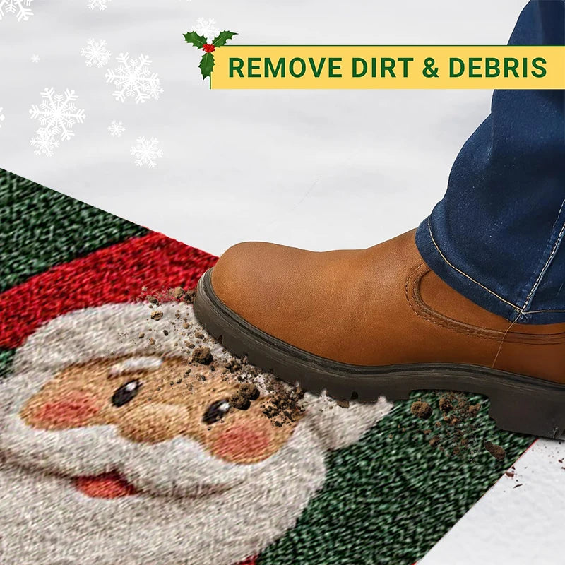 2-Christmas Door Mat – Red Santa Claus & Gingerbread Man | 2026 Merry Christmas Home Decor