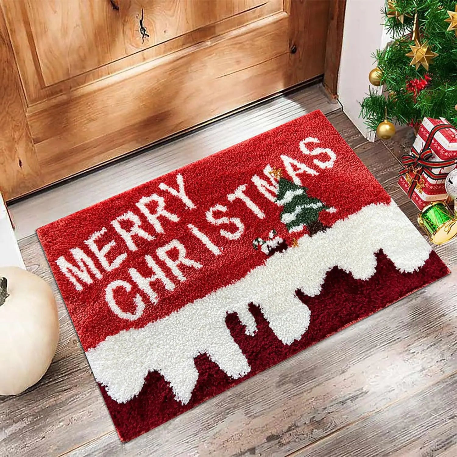 2-Christmas Door Mat – Red Santa Claus & Gingerbread Man | 2026 Merry Christmas Home Decor