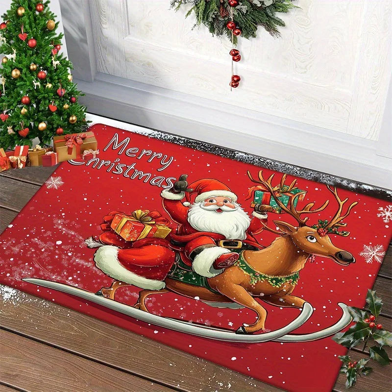2-Christmas Door Mat – Red Santa Claus & Gingerbread Man | 2026 Merry Christmas Home Decor