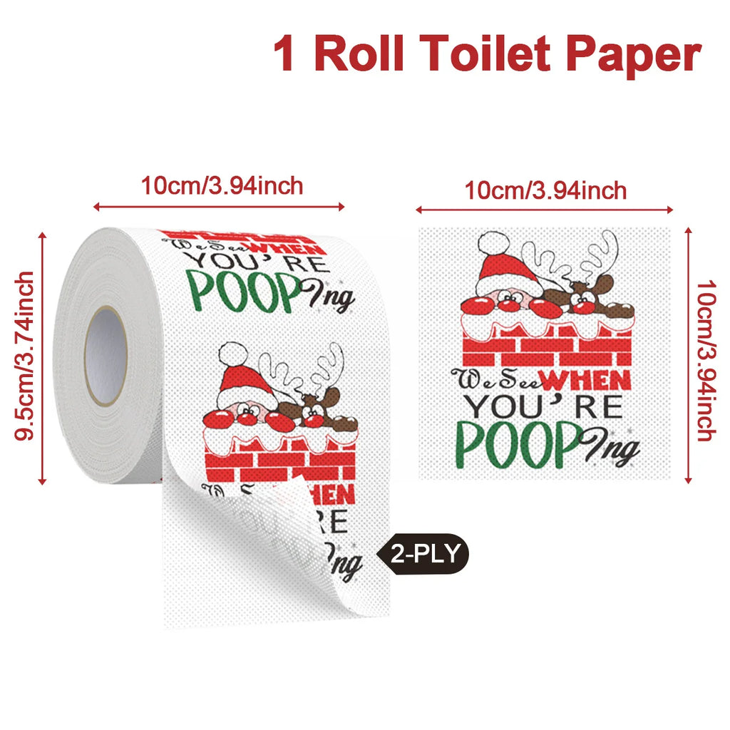 1-Christmas Toilet Roll Paper Happy 2026 New Year Christmas Supplies Xmas Tissue Roll Napkin Kitchen Tool Home Decoration New Year