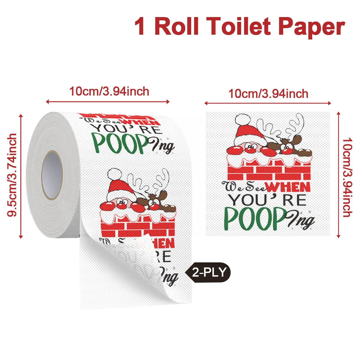 1-Christmas Toilet Roll Paper Happy 2026 New Year Christmas Supplies Xmas Tissue Roll Napkin Kitchen Tool Home Decoration New Year