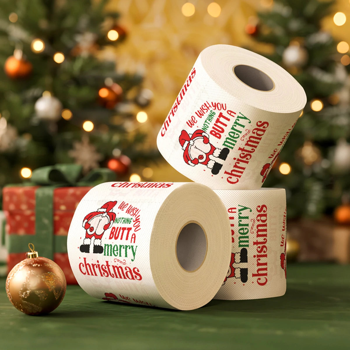 1-Christmas Toilet Roll Paper Happy 2026 New Year Christmas Supplies Xmas Tissue Roll Napkin Kitchen Tool Home Decoration New Year